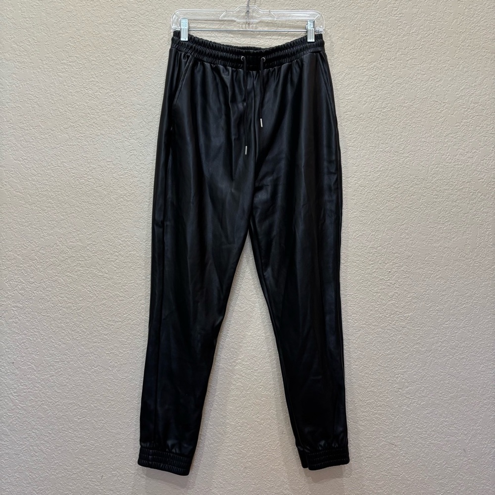 NEW Anthropologie | Avec Les Filles Black Faux Leather Drawstring Jogger Pants - Picture 6 of 15